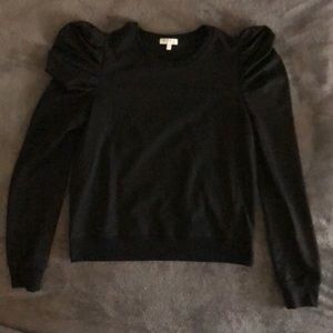 Unworn Black ruffle shoulder long sleeved top
